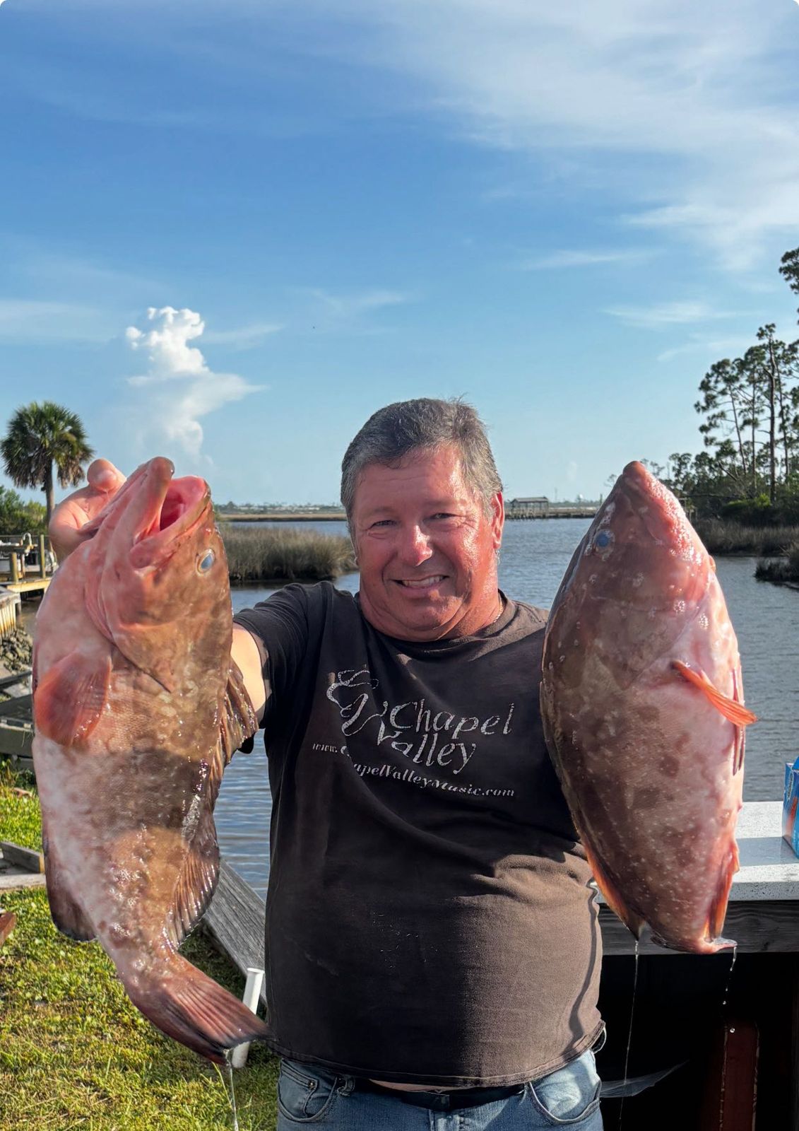 Two red grouper caught during fishing trip in Panama City FL