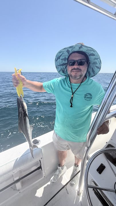 Panama City cobia caught using deep sea jigging techniques.